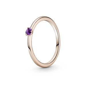 Pandora Rose Gold Plated Solitaire Ring with Purple Accent Stone